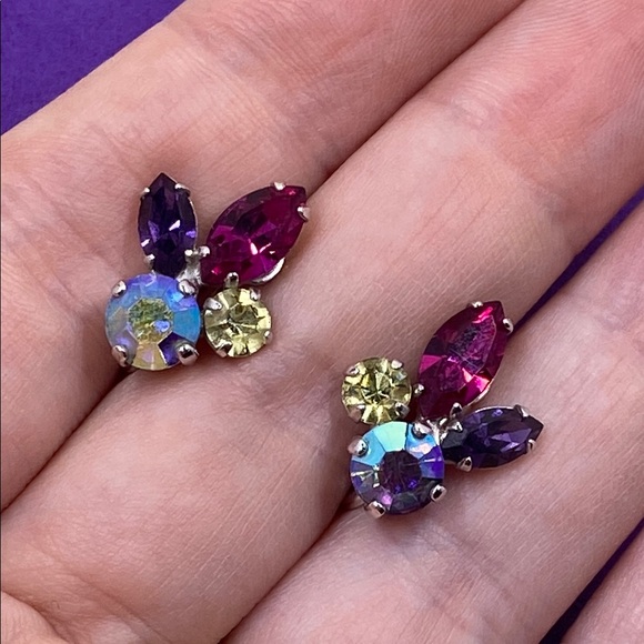 Sherman Jewelry - 💛 Elegant Vintage Sherman Multicolor Crystal Earrings